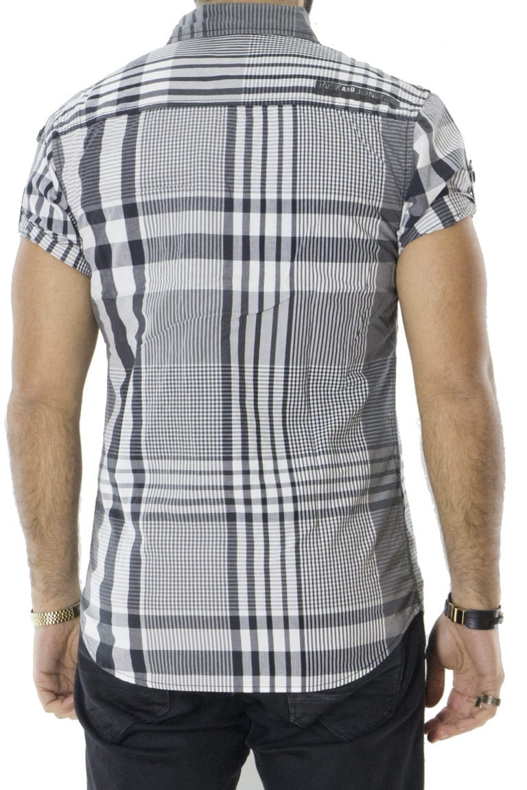 Camicia uomo mezze maniche in cotone elasticizzato fantasia quadri