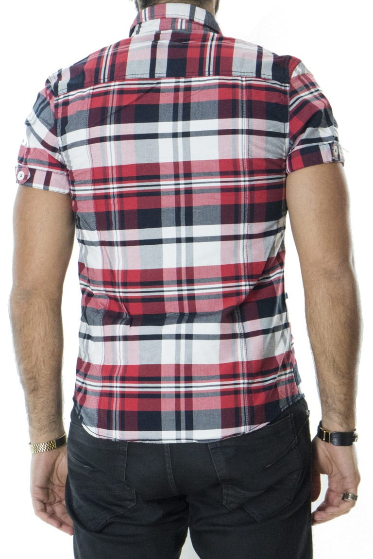 Camicia da uomo estiva mezze maniche fantasia quadri grandi