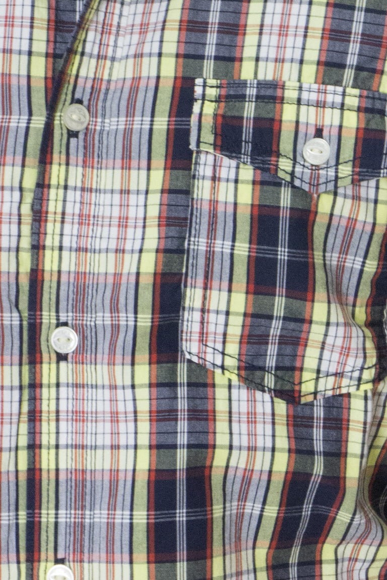 Camicia uomo mezze maniche cotone elasticizzato slim fantasia quadri
