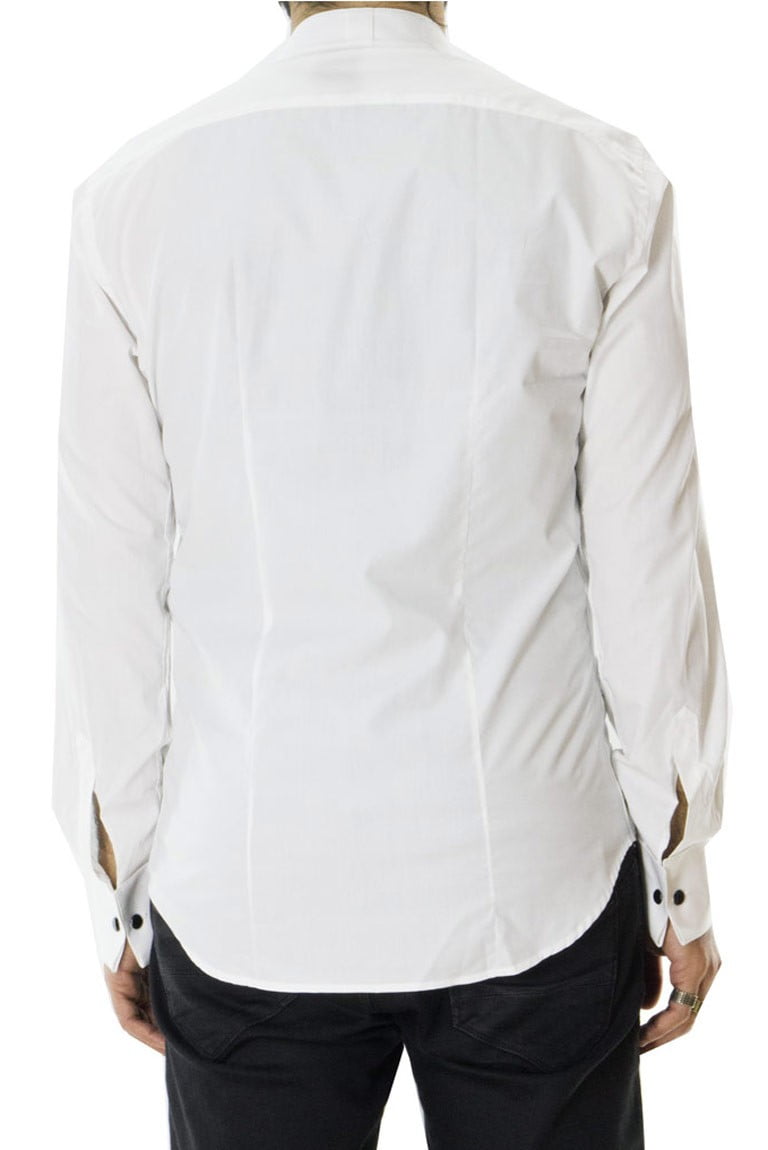 Camicia elegante uomo cotone fisso slim collo diplomatico polso gemelli