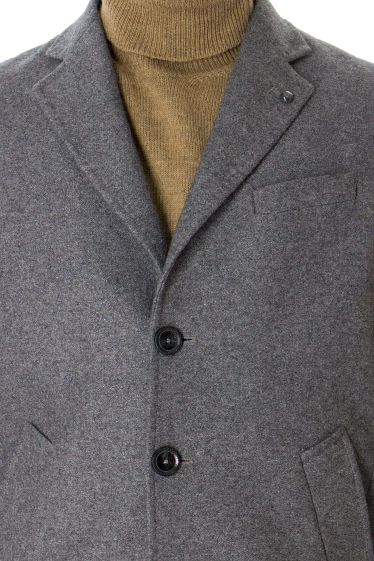Cappotto Uomo Grigio modello monopetto in lana con tasche filo elegante casual