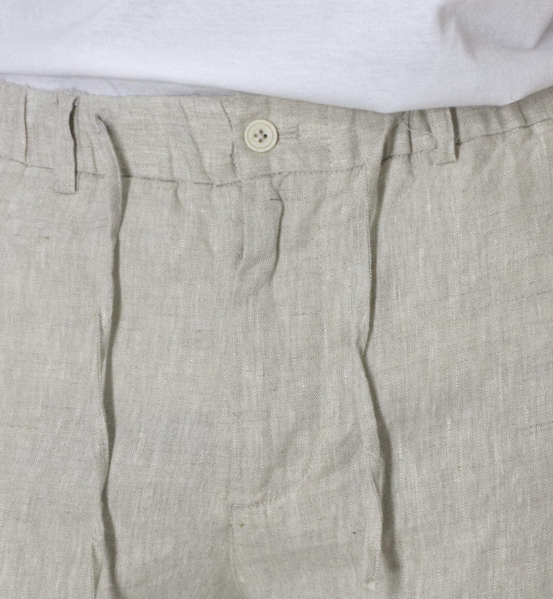 Bermuda uomo in lino modello tasca america regular fit con laccio in vita
