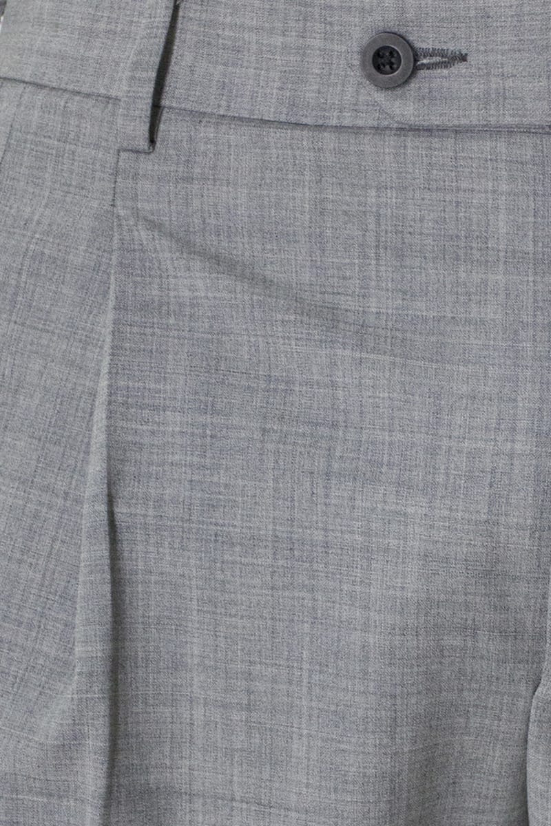 Bermuda uomo Grigio Chiaro in fresco lana vita alta con doppia pinces e tasca america