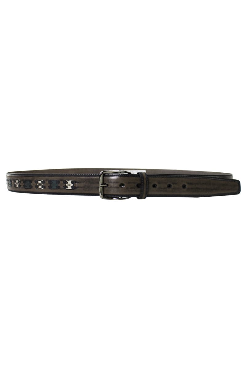 Cintura uomo marrone in vera pelle vintage effetto consumato made in italy