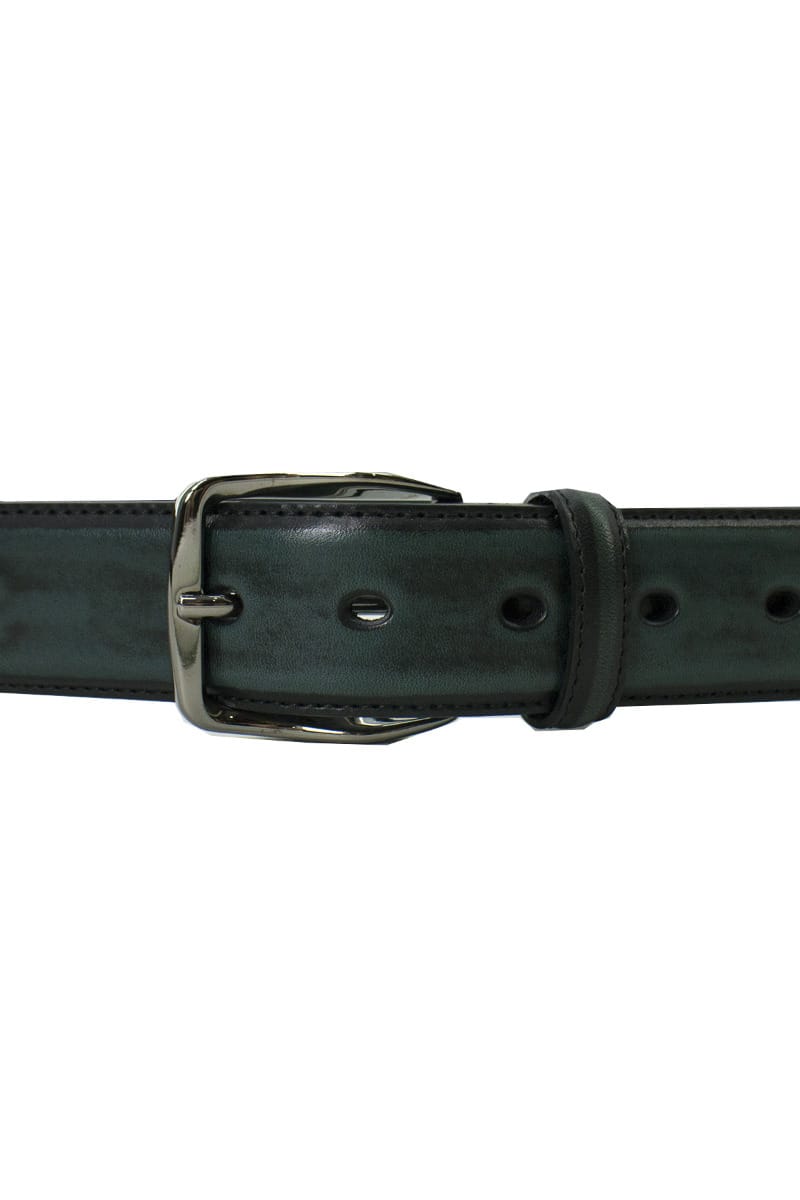 Cintura uomo verde in vera pelle vintage effetto consumato made in italy