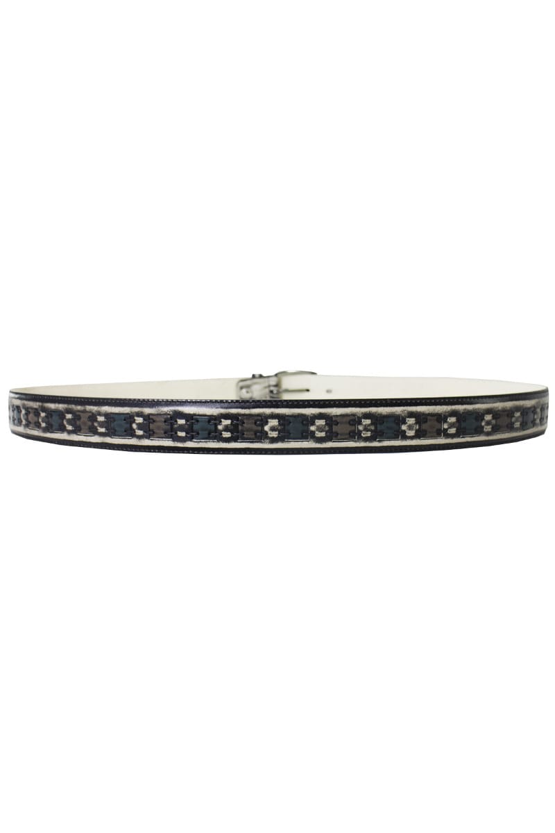 Cintura uomo in vera pelle vintage effetto consumato bianco