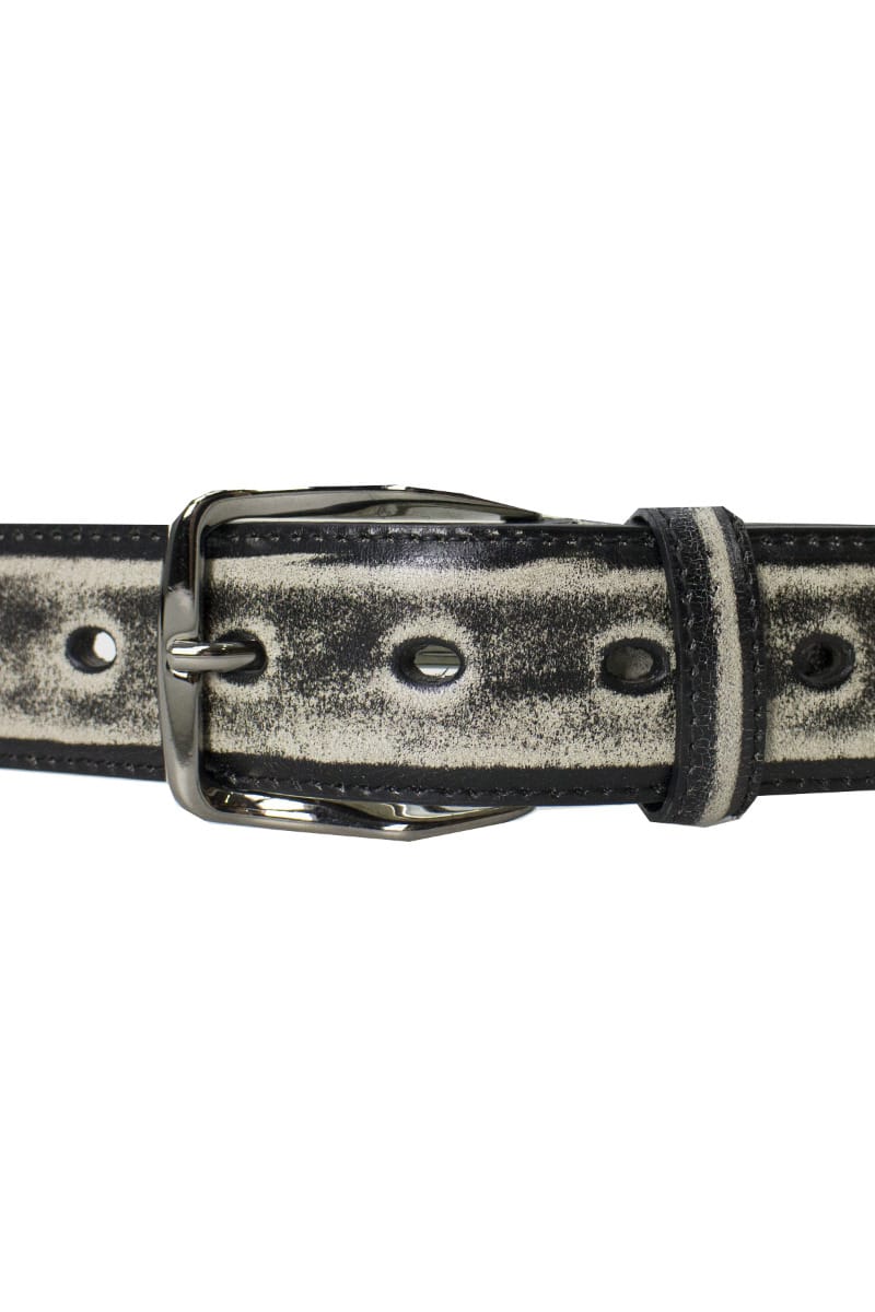 Cintura uomo in vera pelle vintage effetto consumato bianco