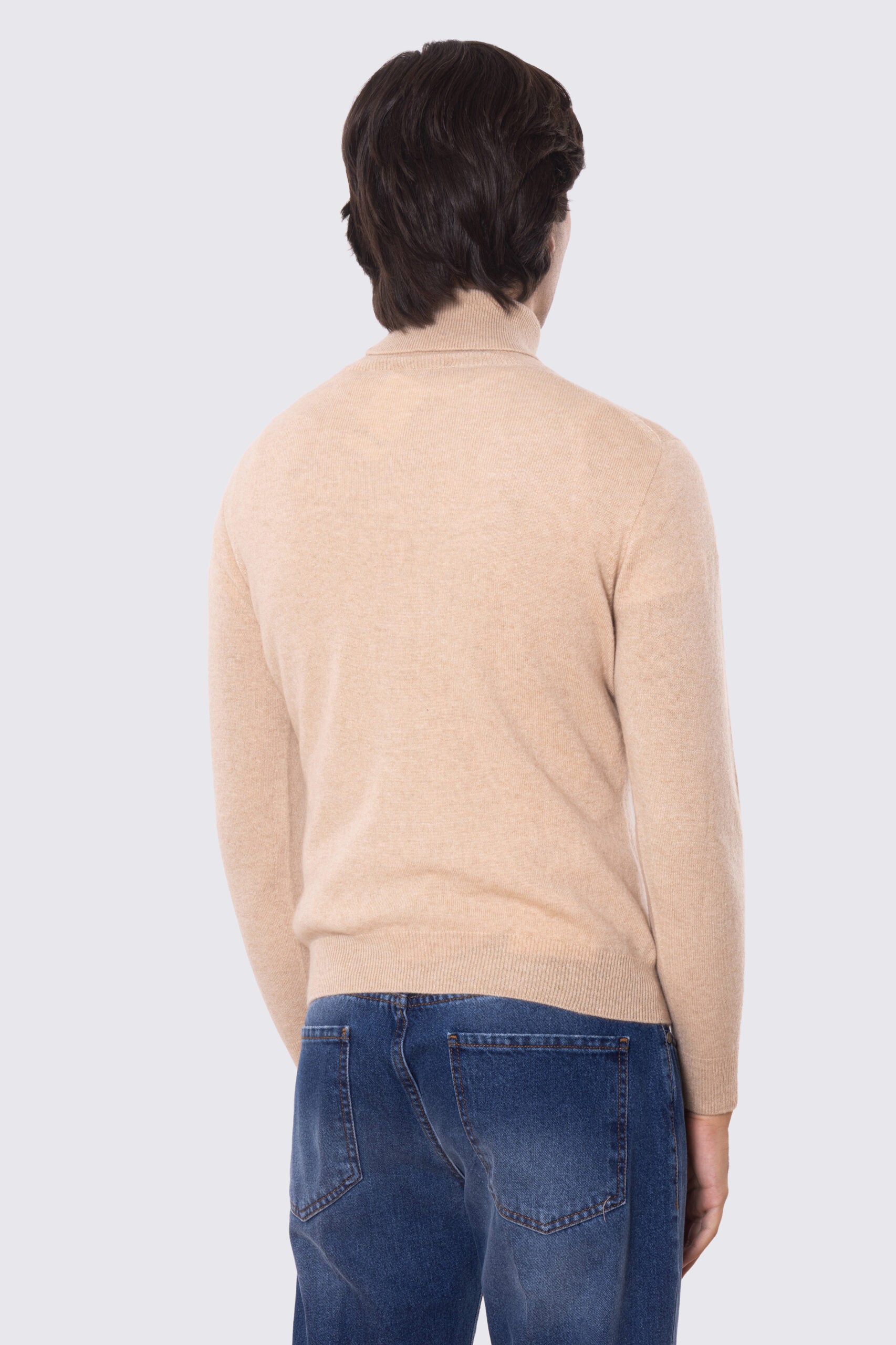 Dolcevita color cammello 100% cashmere a tubolare tinta unita con elastici sulle maniche e sul fondo Finezza 12