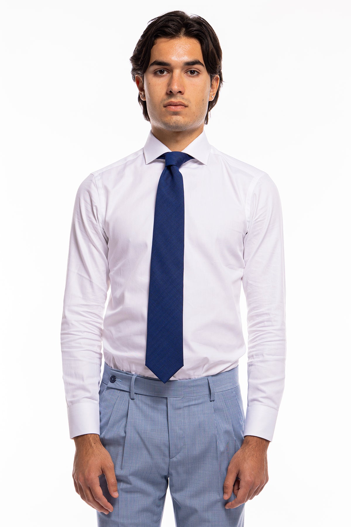 Cravatta uomo 9cm royal blu solaro  fresco lana e seta Vitale Barberis Canonico