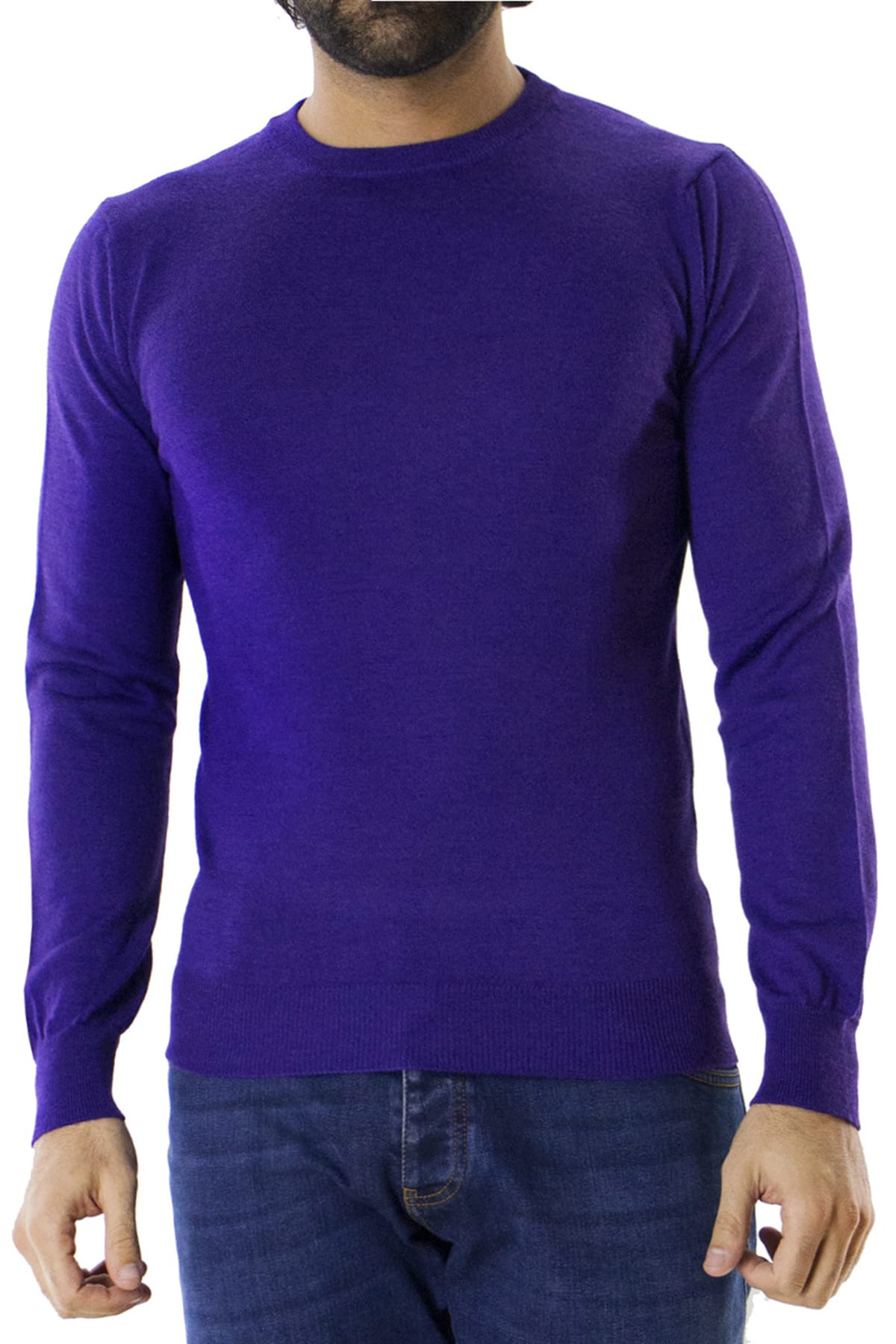 Maglioncini girocollo uomo lana merinos  extra slim fit made in Italy