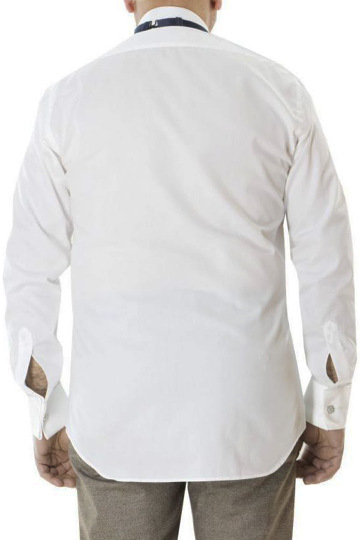 Camicia uomo regular collo diplomatico bianca bottoni scomparsa polso gemello