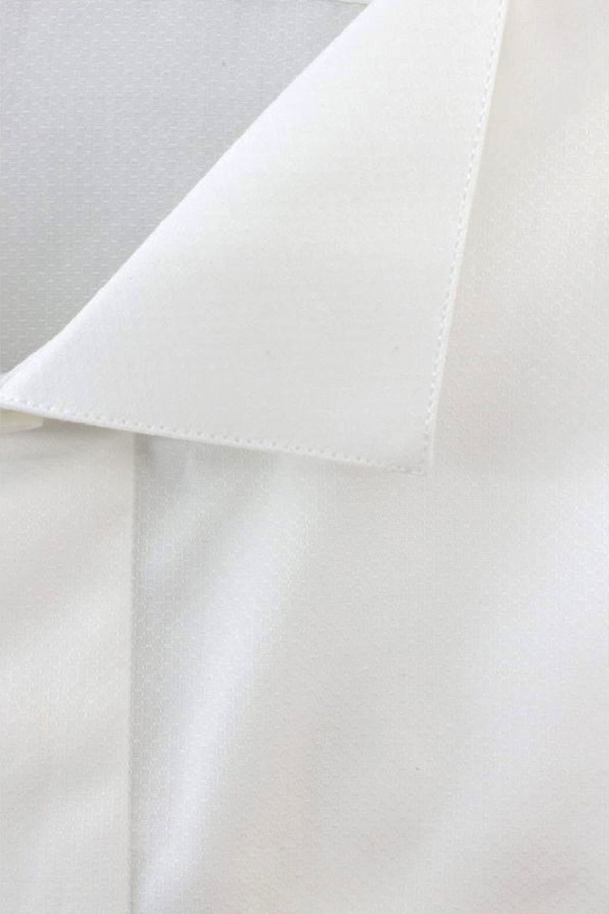 CARILLO CAMICIE Camicia Uomo Regular Collo Diplomatico Cotone Bianco Tinta Unita Effetto Lucido da Cerimonia con Bottoni Bianchi Perlati A Scom 