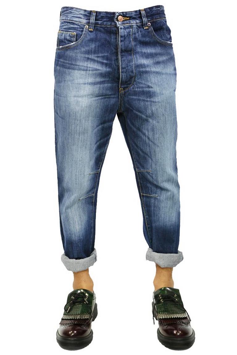 Jeans da uomo baggy in cotone fisso lavaggio medio sfumato