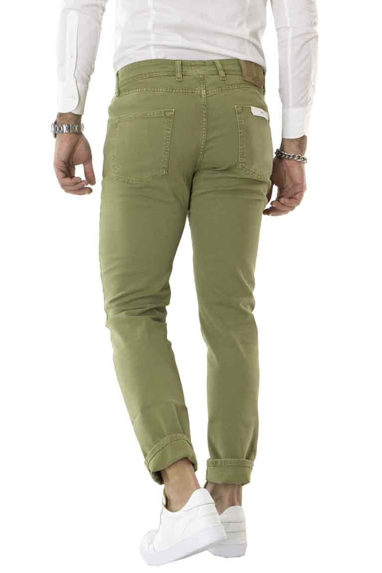 Pantalone uomo casual modello jeans in cotone elastico estivo da uomo tinta unita 5 tasche slim fit made in italy