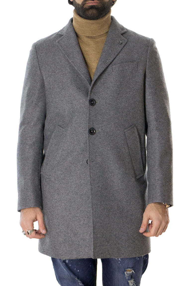 Cappotto Uomo Grigio modello monopetto in lana con tasche filo elegante  casual - Carillo Moda