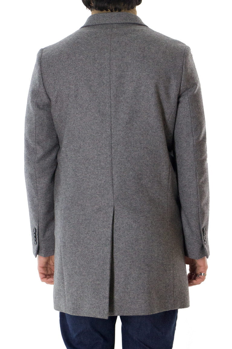 Cappotto Uomo Grigio modello monopetto in lana con tasche filo elegante casual