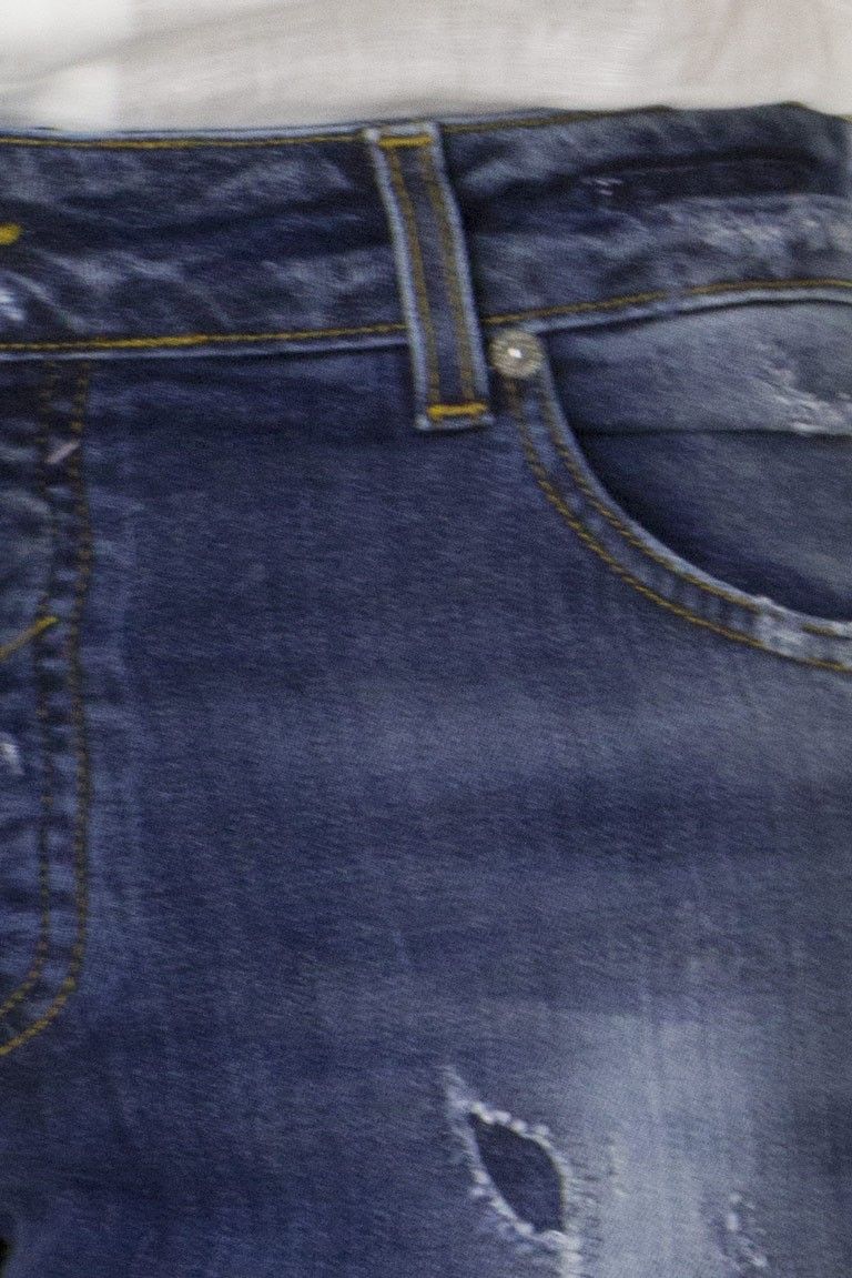 Jeans strappati uomo skinny estivo casual leggermente elastico modello willy 5 tasche con toppe rotture e chiusura con bottone