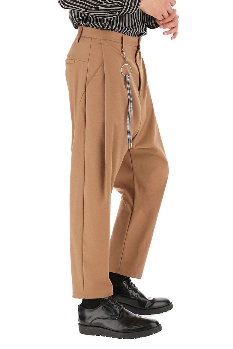 Pantalone uomo giappo cavallo basso dioppia pence invernale tasca america fondo slim fit comodo cammello nero con accessorio