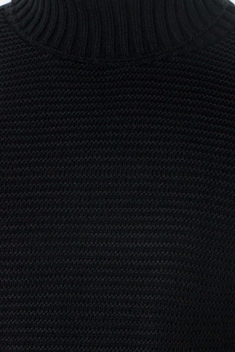 Maglione uomo lana grossa intrecciata stretta collo alto slim fit elastica nero blu panna s m l xl made in italy