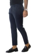 Pantalone uomo elegante slim fit tasca america invernale effetto lana elasticizzato con risvolto 4 cm fodera fantasia