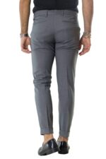 Pantalone uomo elegante slim fit tasca america invernale effetto lana elasticizzato con risvolto 4 cm fodera fantasia