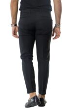 Pantalone uomo elegante slim fit tasca america invernale effetto lana elasticizzato con risvolto 4 cm fodera fantasia