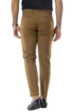 Pantalone uomo elegante slim fit tasca america invernale effetto lana elasticizzato con risvolto 4 cm fodera fantasia