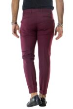 Pantalone uomo elegante slim fit tasca america invernale effetto lana elasticizzato con risvolto 4 cm fodera fantasia