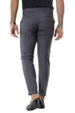 Pantalone uomo elegante slim fit tasca america invernale effetto lana elasticizzato con risvolto 4 cm fodera fantasia