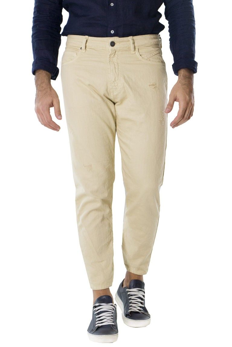 Jeans uomo cotone 100% casual regular fit 5 tasche con lievi rotture