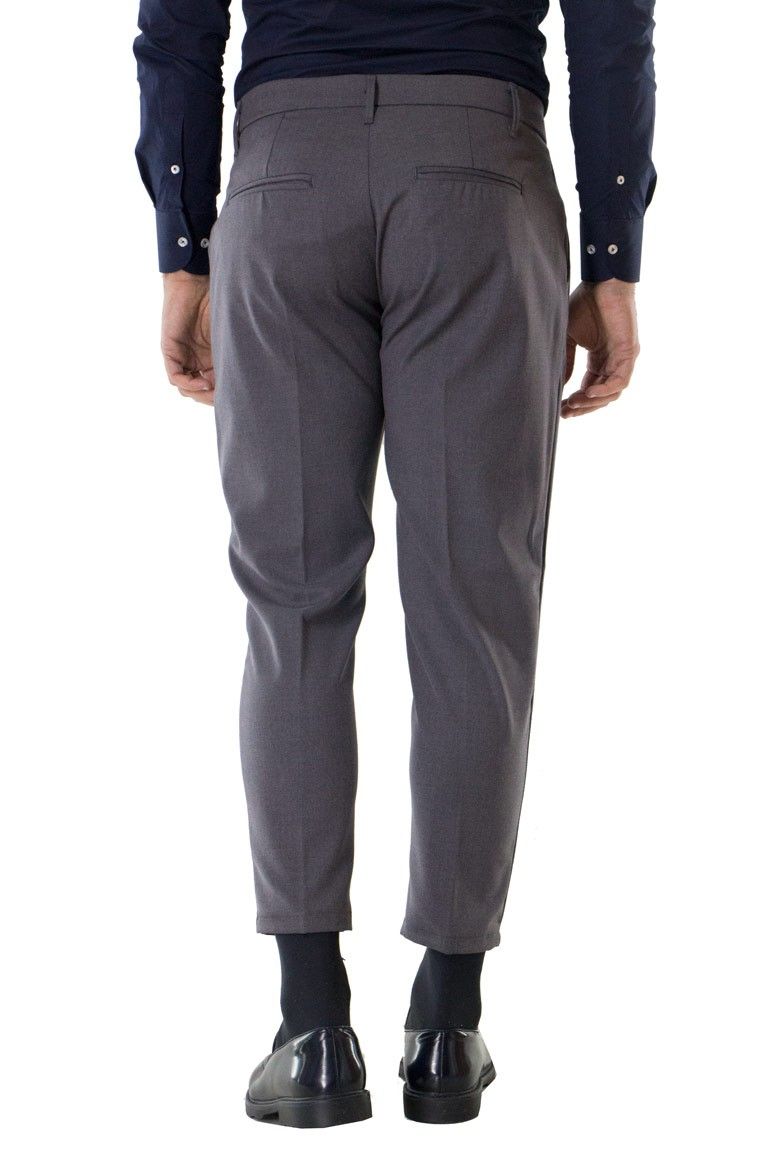 Pantalone uomo cavallo basso tasca america elastico con pence regular fit classico casual piega a mano chiusura cerniera
