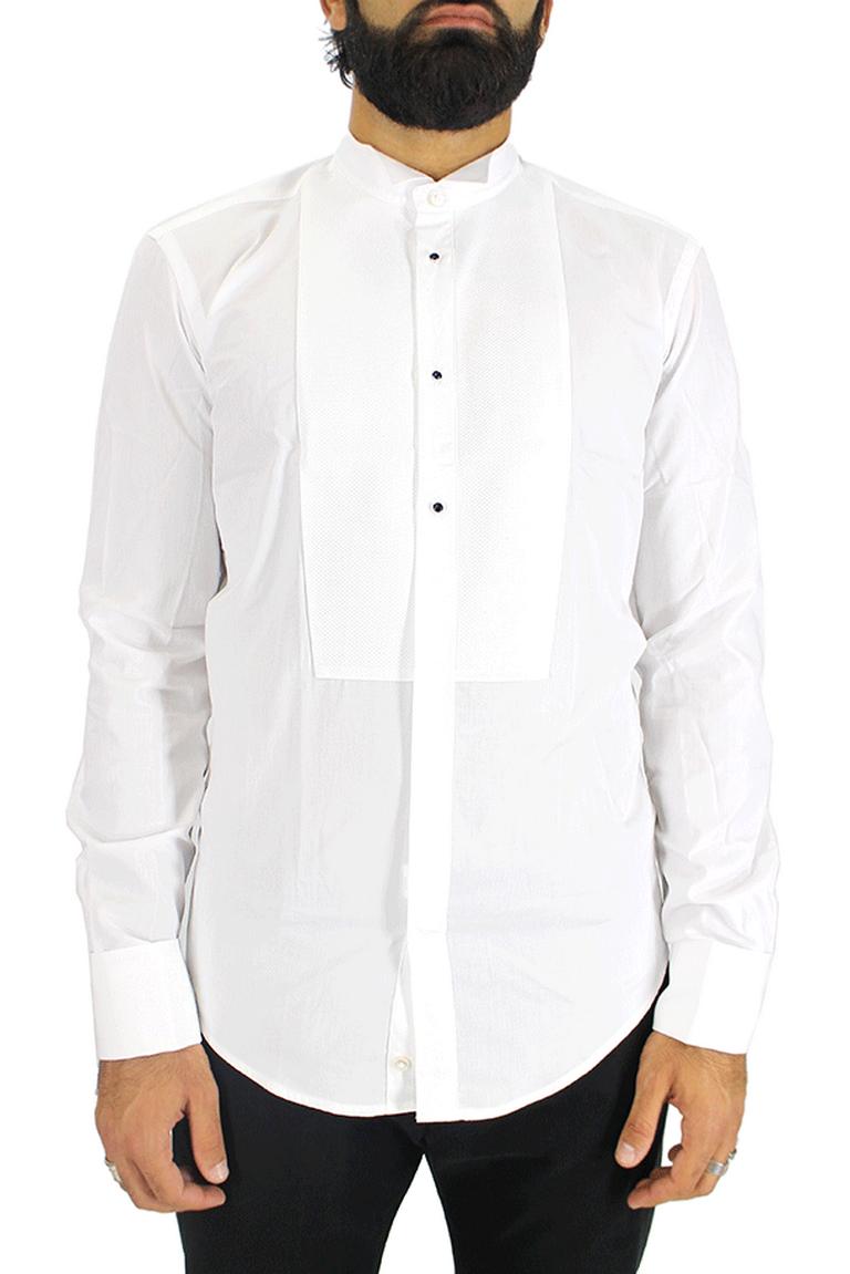 Camicia uomo elegante bianca con collo diplomatico polsi gemello