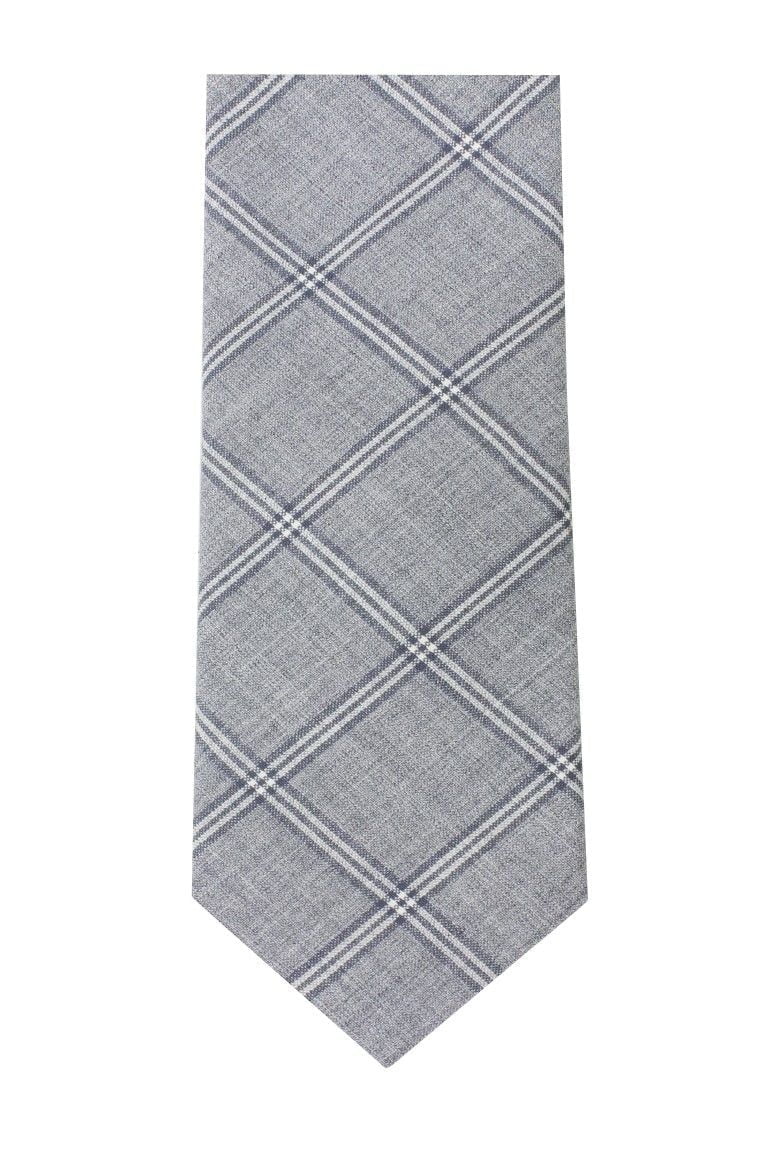 Cravatta 8cm lana fantasia quadri trasversali grigio scuro