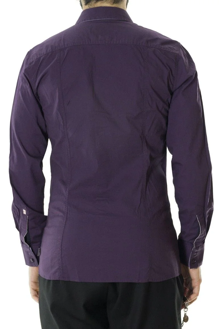 Men's stretch cotton slim fit shirt with French collar