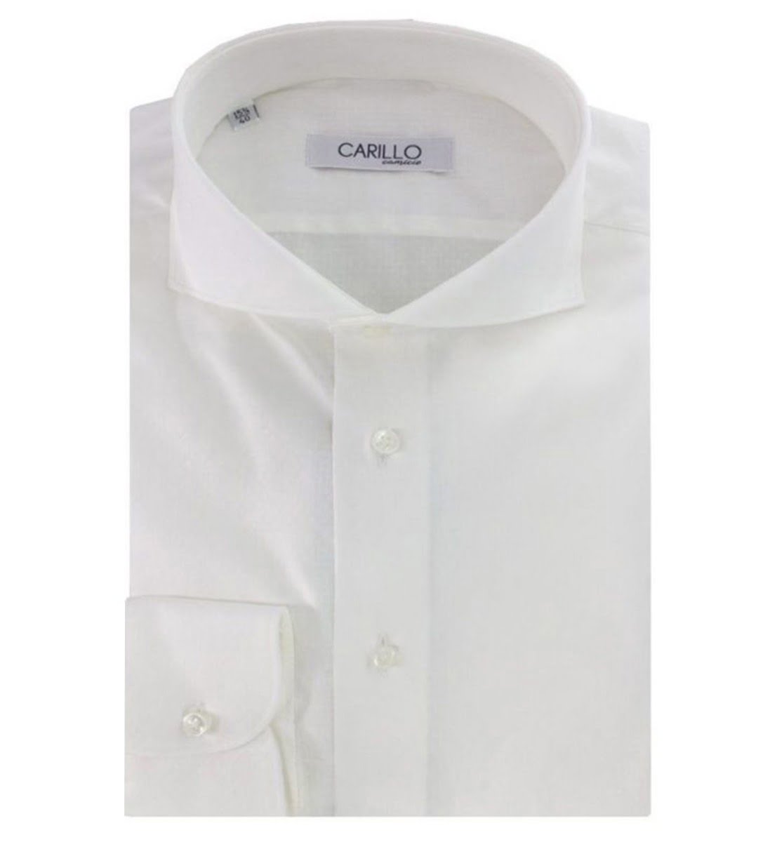 Camicia uomo slim bianca elegante con ricamo interno tono su tono