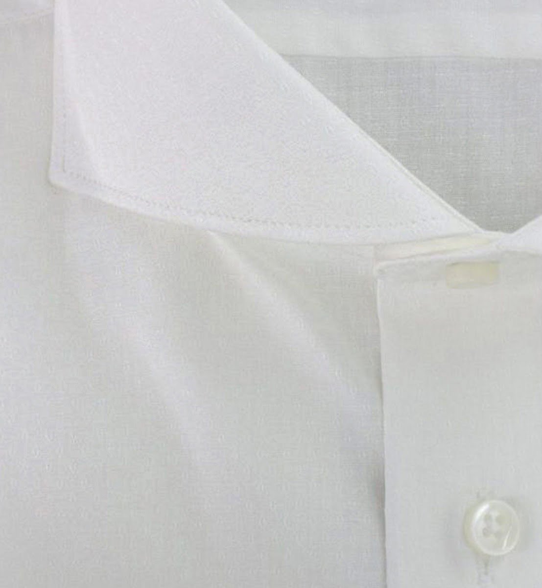 Camicia uomo slim bianca elegante con ricamo interno tono su tono