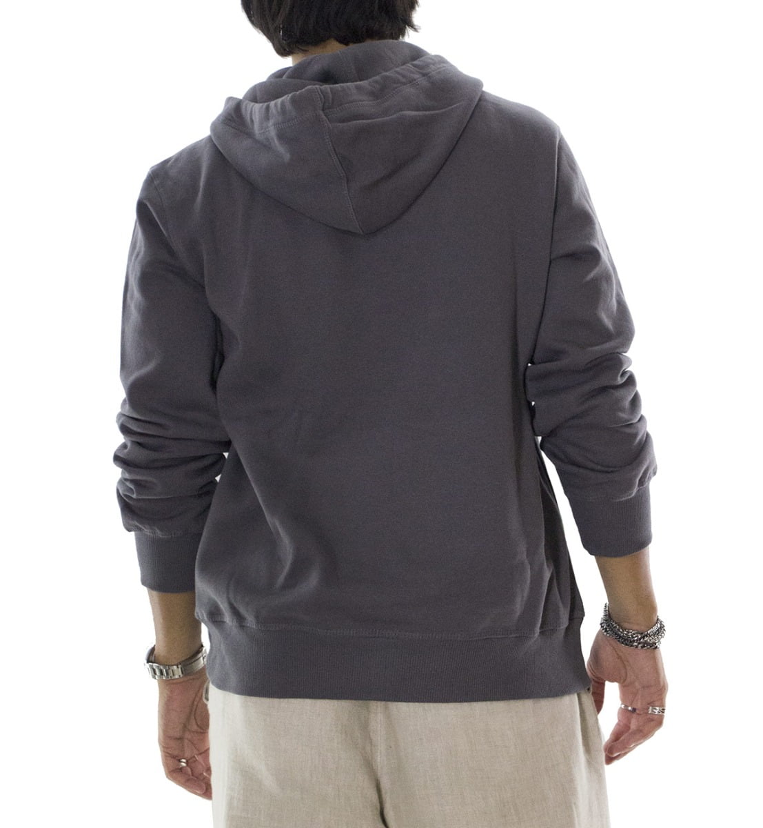 Felpa uomo grigia con cappuccio invernale con elastici ai polsi e fondo elasticizzata con stampa