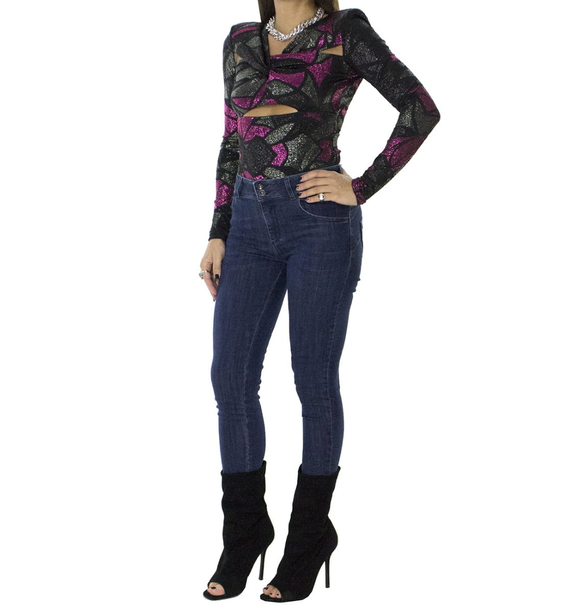 Jeans donna skinny elasticizzato lavaggio 0 modello 5 tasche effetto push up