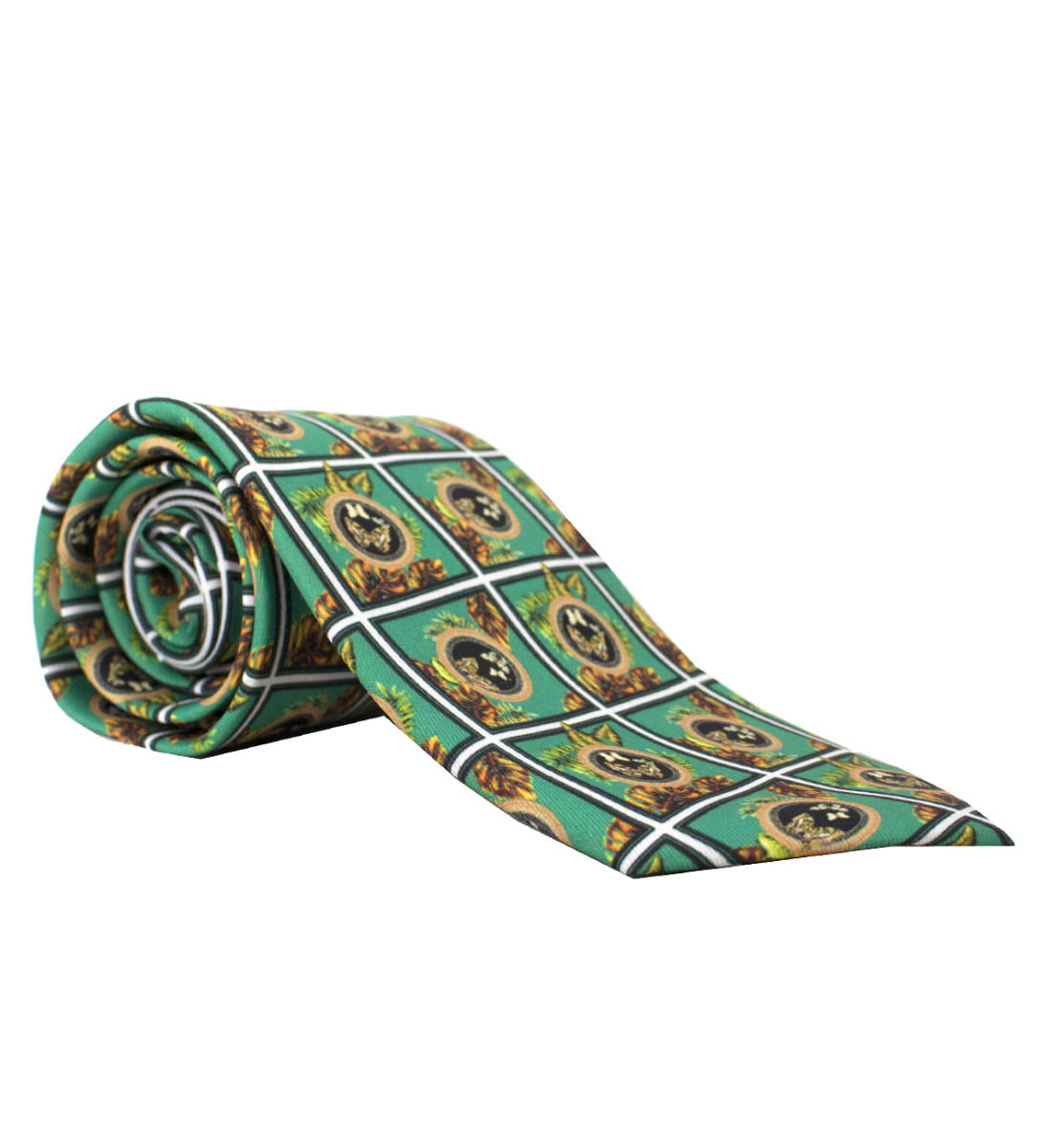 Cravatta uomo verde fantasia simil versace compresa di pochette abbinata