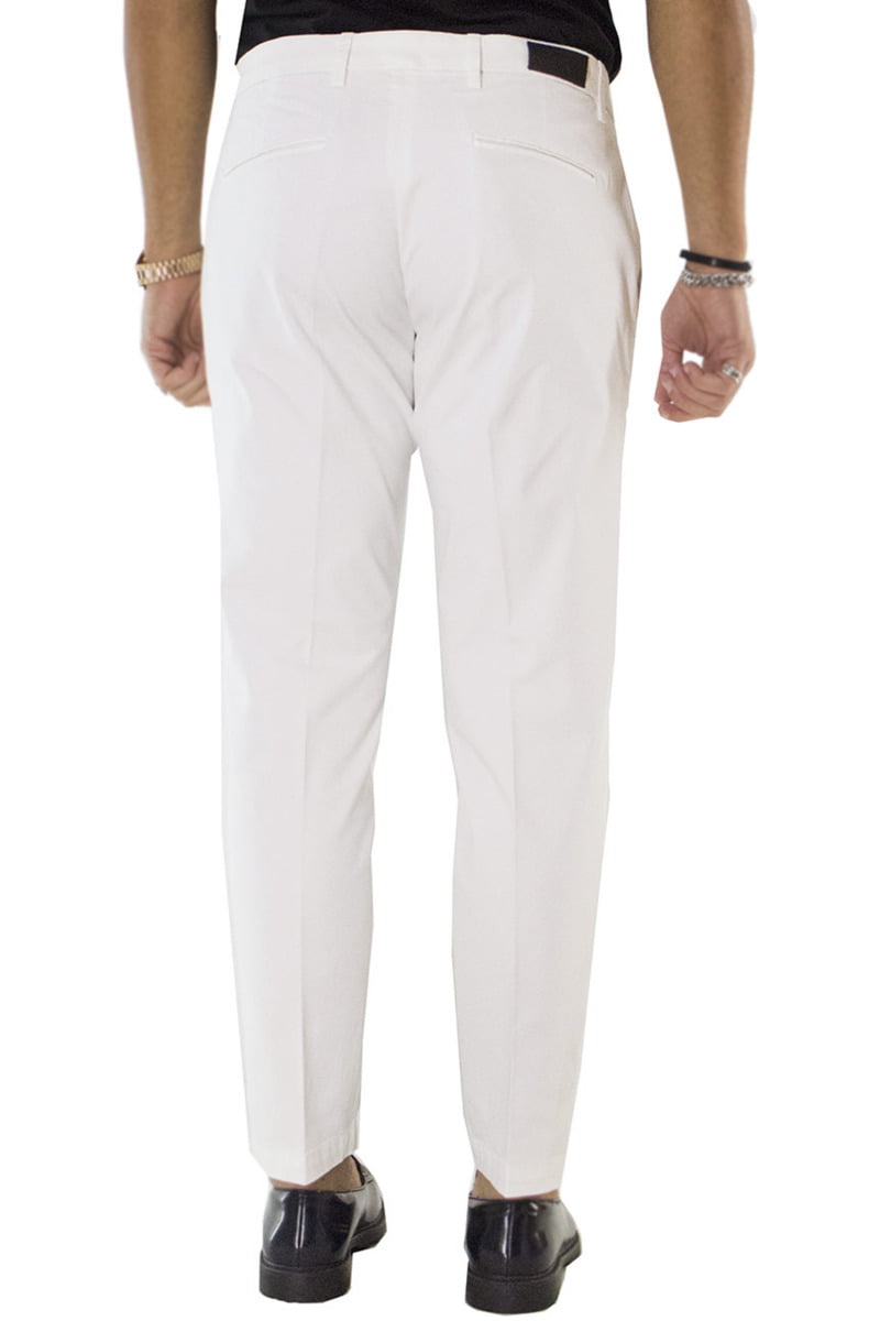 Pantaloni uomo cotone bianco invernali elasticizzati tasca america slim fit made in Italy
