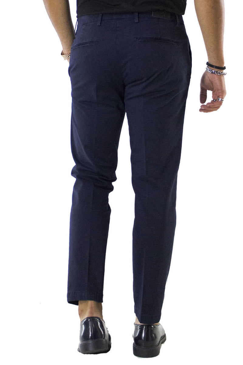Pantaloni uomo cotone blu invernali elasticizzati tasca america slim fit made in Italy
