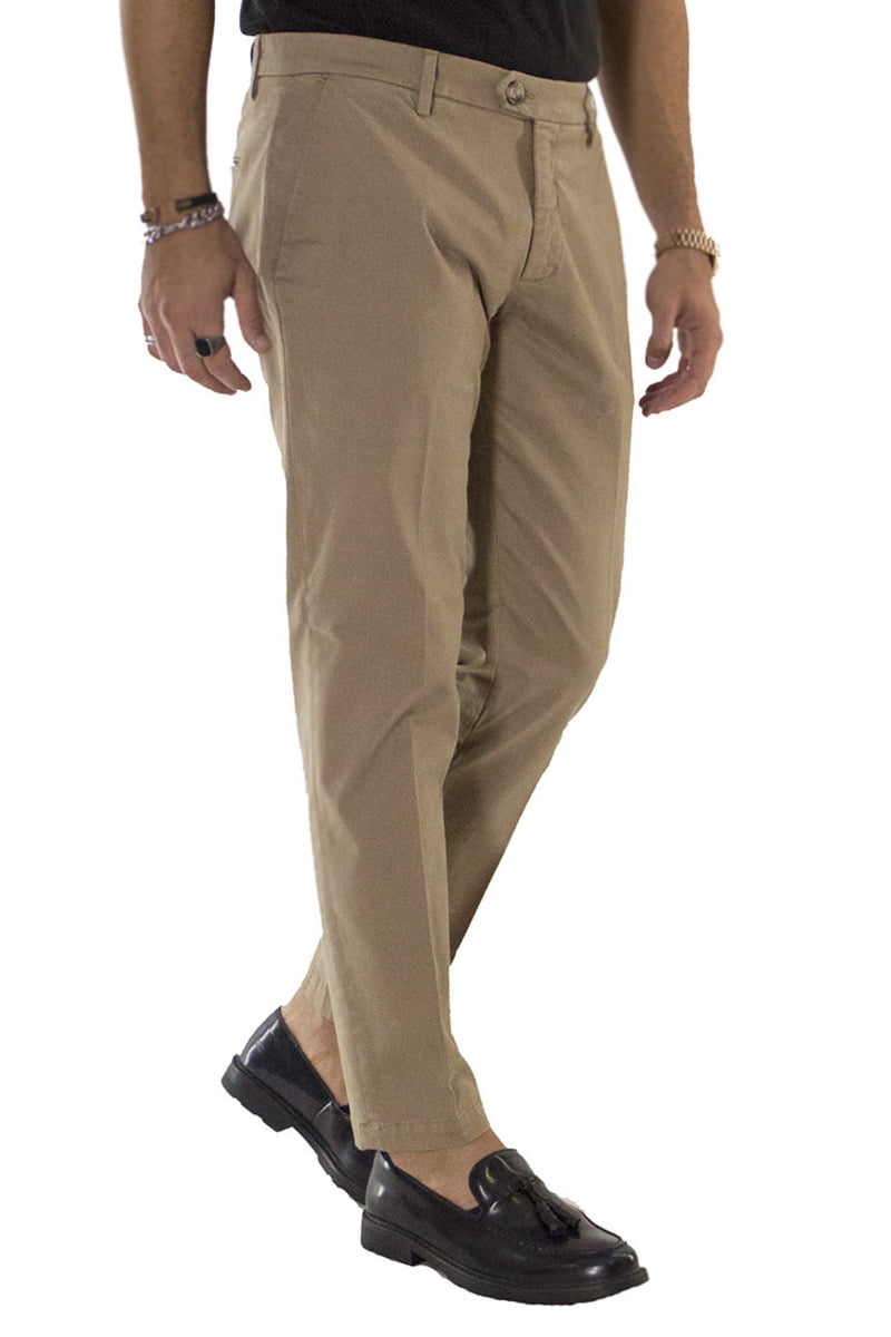 Pantalone uomo sartoriale casual marrone oliva invernale in cotone da 44 a 54