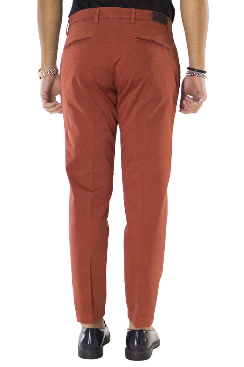 Pantaloni cotone uomo coccio invernali elasticizzati tasca america slim fit made in Italy