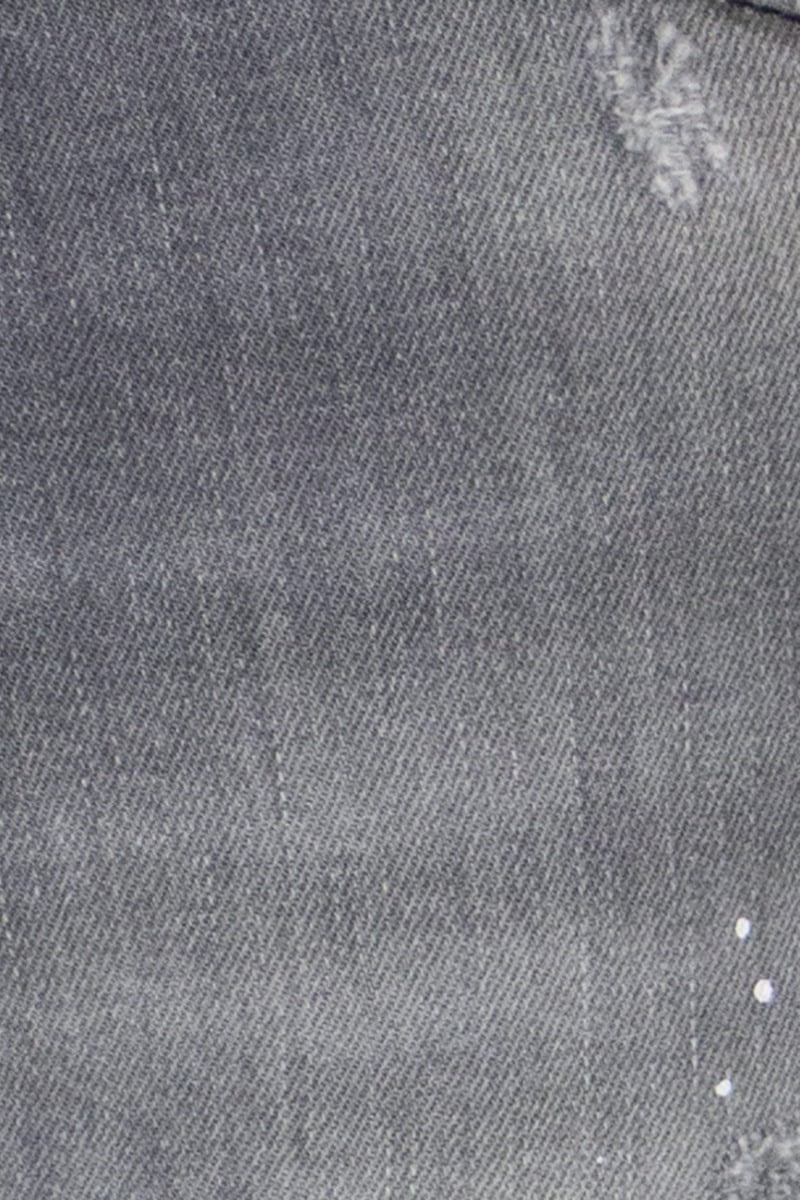 Jeans uomo strappato grigio chiaro slim fit elasticizzato con sabbiature