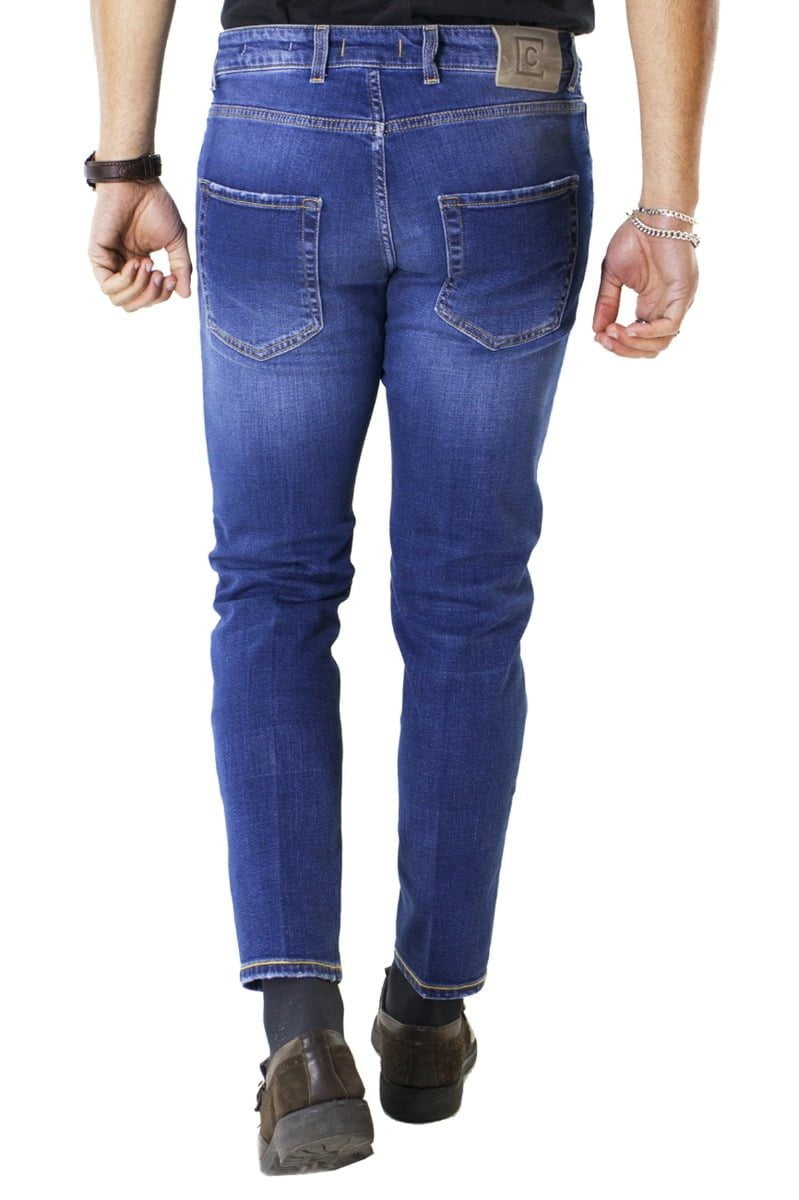 Jeans uomo slim fit elasticizzato Lavaggio Medio sabbiato made in italy