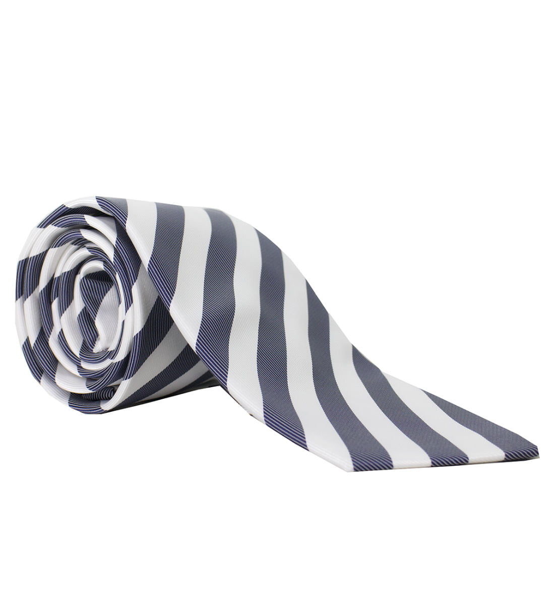 Cravatta uomo blu denim righe diagonali bianche 8cm di larghezza made in italy