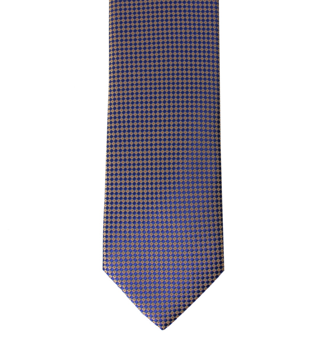 Cravatta uomo blu fantasia rombi oro 8cm di larghezza made in italy