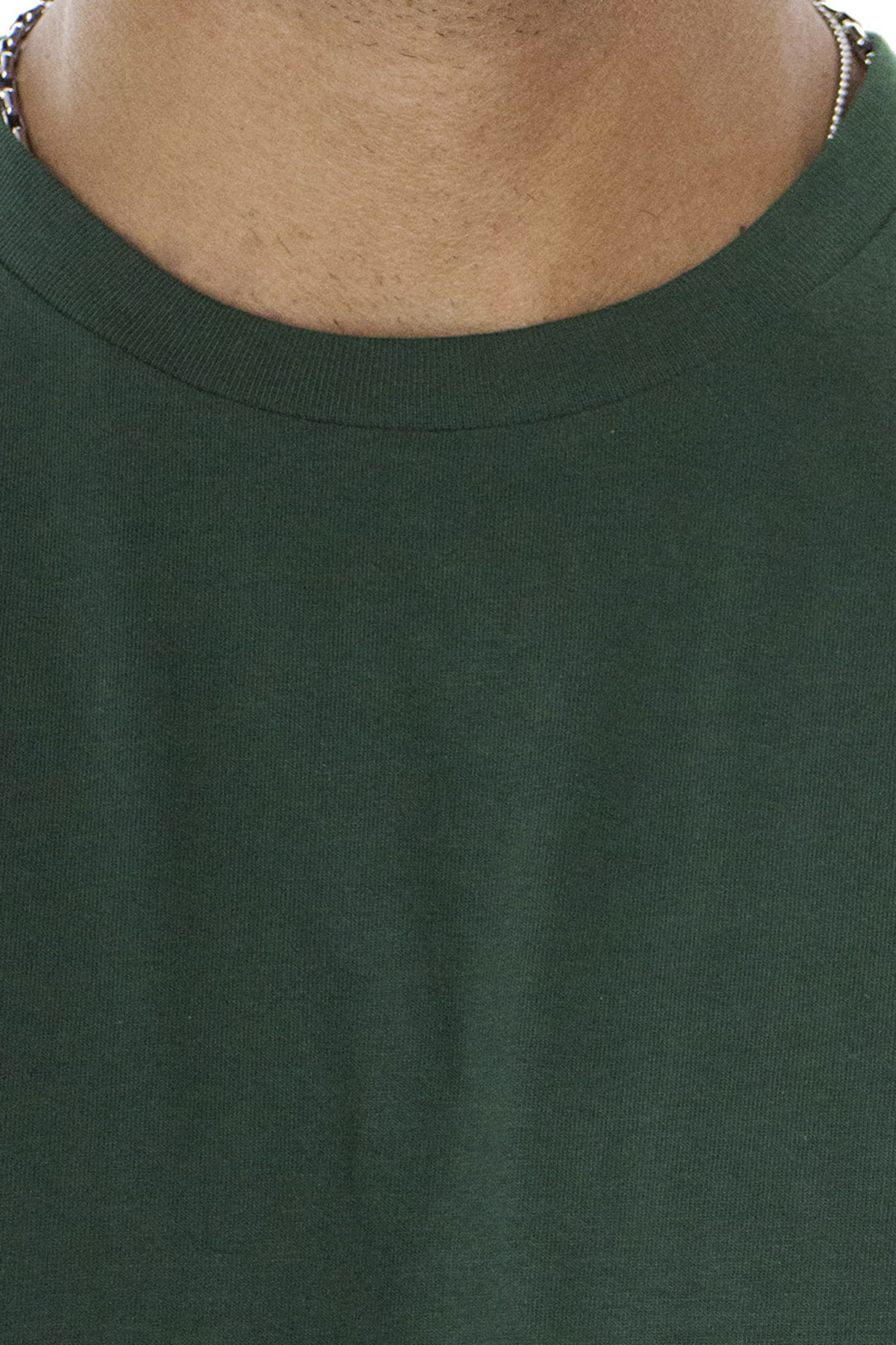 T-shirt da uomo Verde Foresta in cotone organico tinta unita regular fit elasticizzata girocollo
