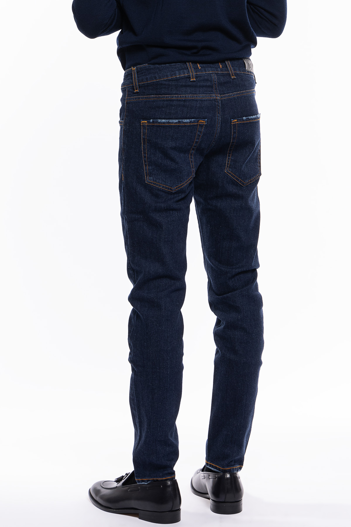 Jeans uomo lavaggio zero tinta unita modello 5 tasche slim fit made in italy