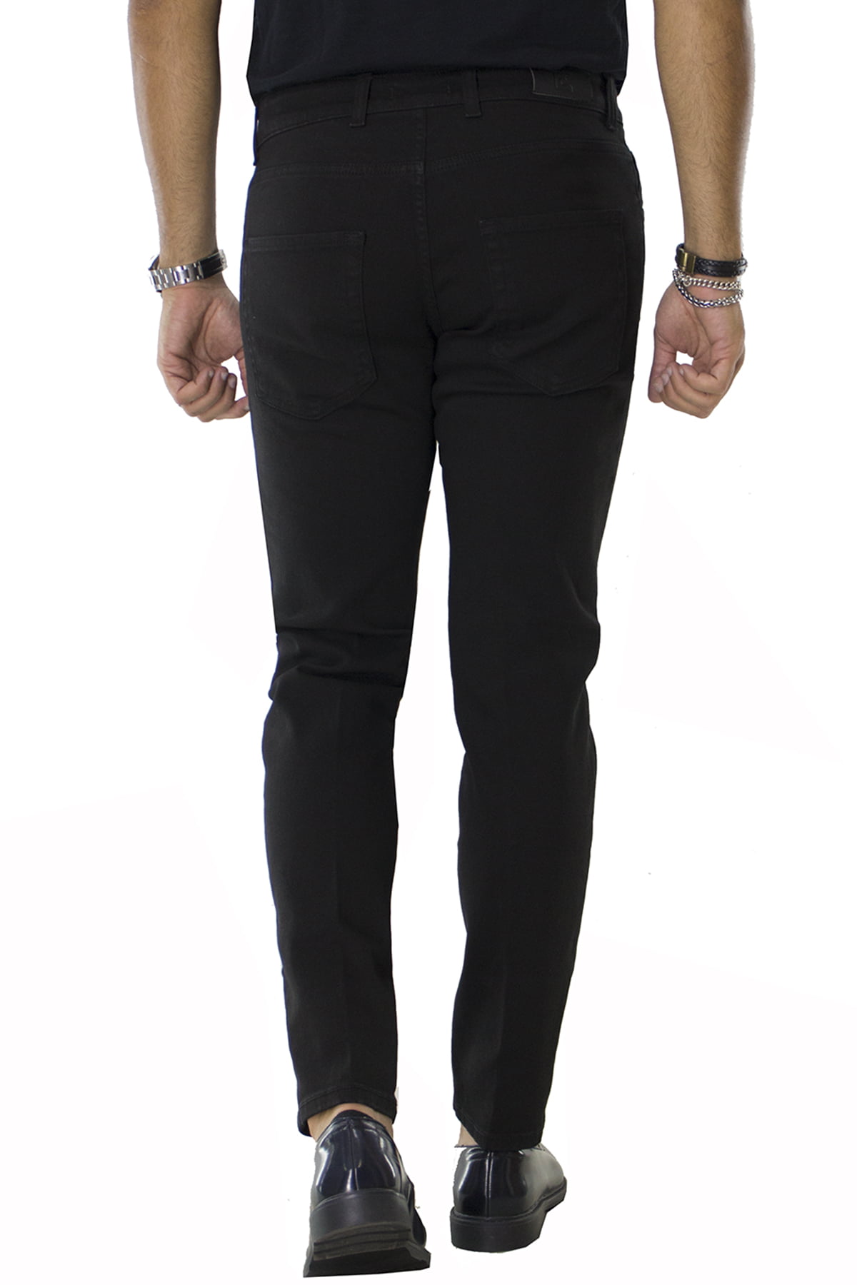 Jeans uomo nero tinta unita modello 5 tasche slim fit made in italy